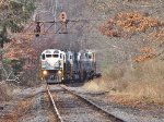 DL 3000 leads freight train PO-74 eastbound at Elmhurst